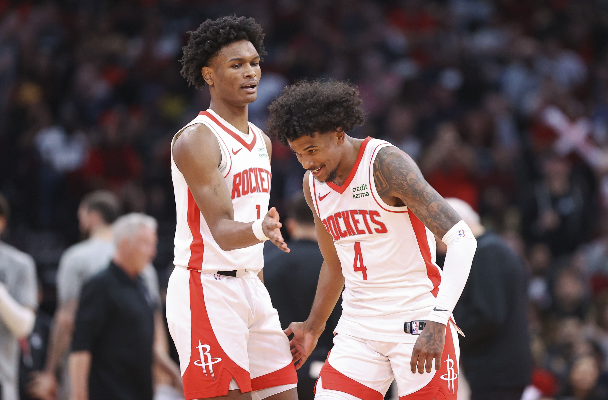 Houston Rockets guards Jalen Green and Amen Thompson