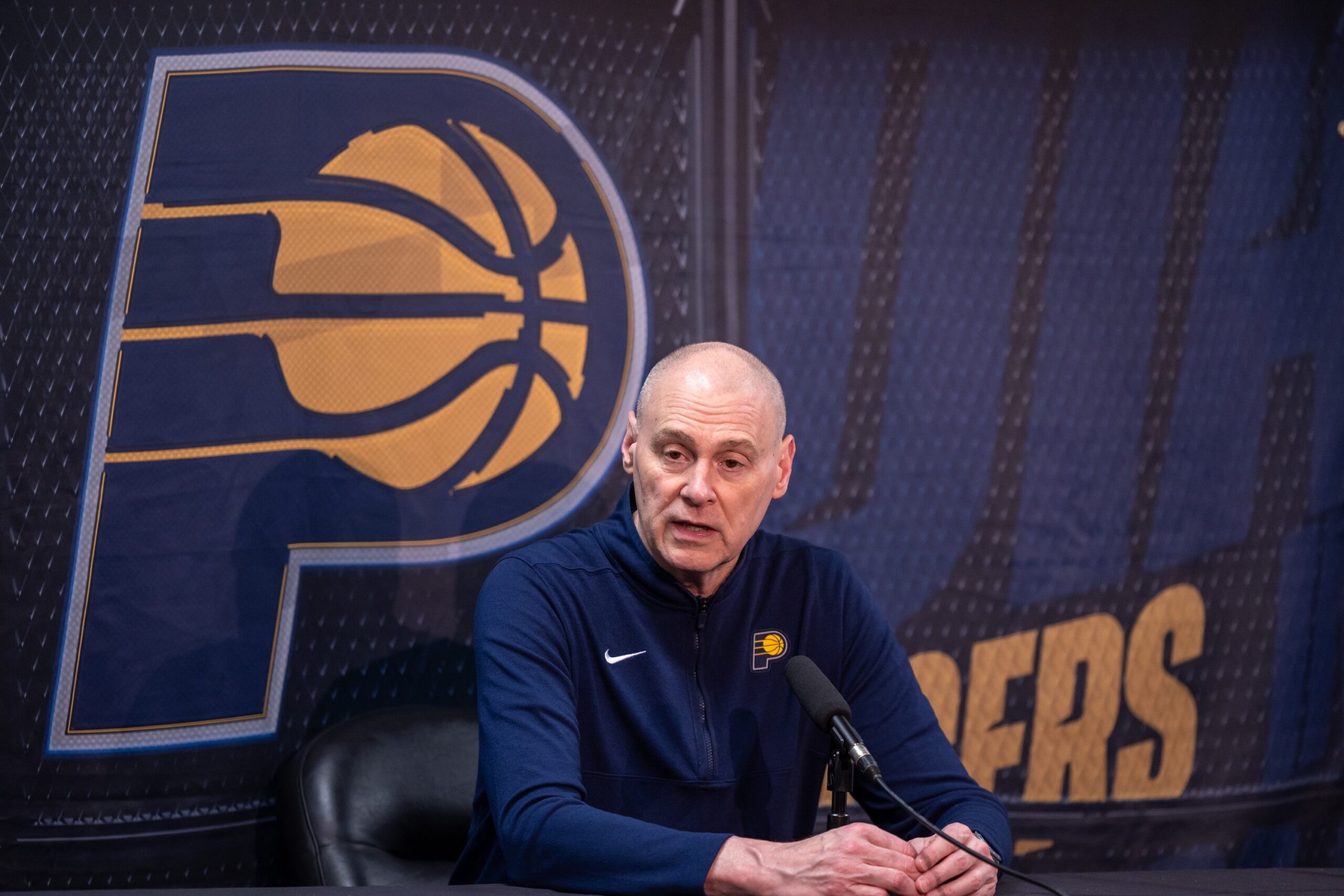 Mar 1, 2024; New Orleans, Louisiana, USA; Indiana Pacers head coach Rick Carlisle talks to the media before the game against the New Orleans Pelicans at Smoothie King Center. Mandatory Credit: Stephen Lew-USA TODAY Sports