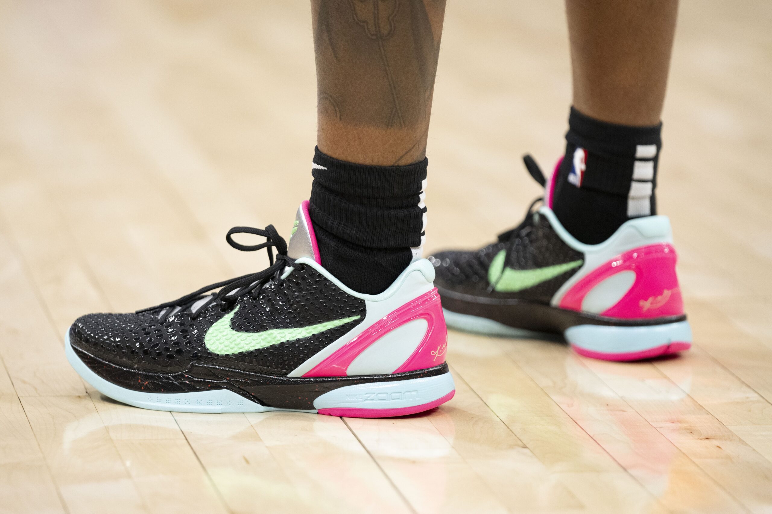 March 16, 2024; Sacramento, California, USA; Detail view of the shoes worn by Sacramento Kings guard Malik Monk (0) during the second quarter against the New York Knicks at Golden 1 Center. Mandatory Credit: Kyle Terada-USA TODAY Sports