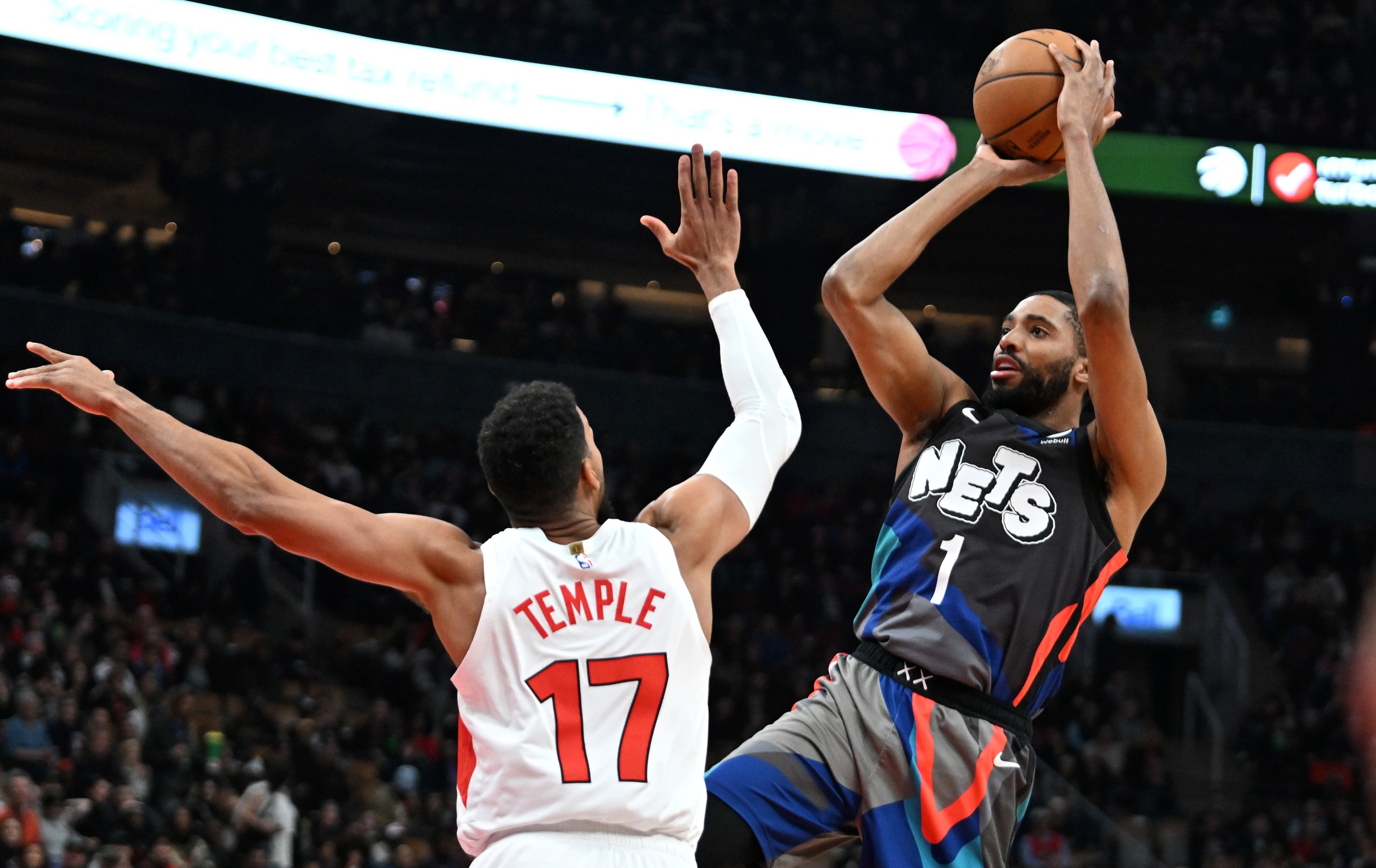 Brooklyn Nets wing Mikal Bridges takes jumper