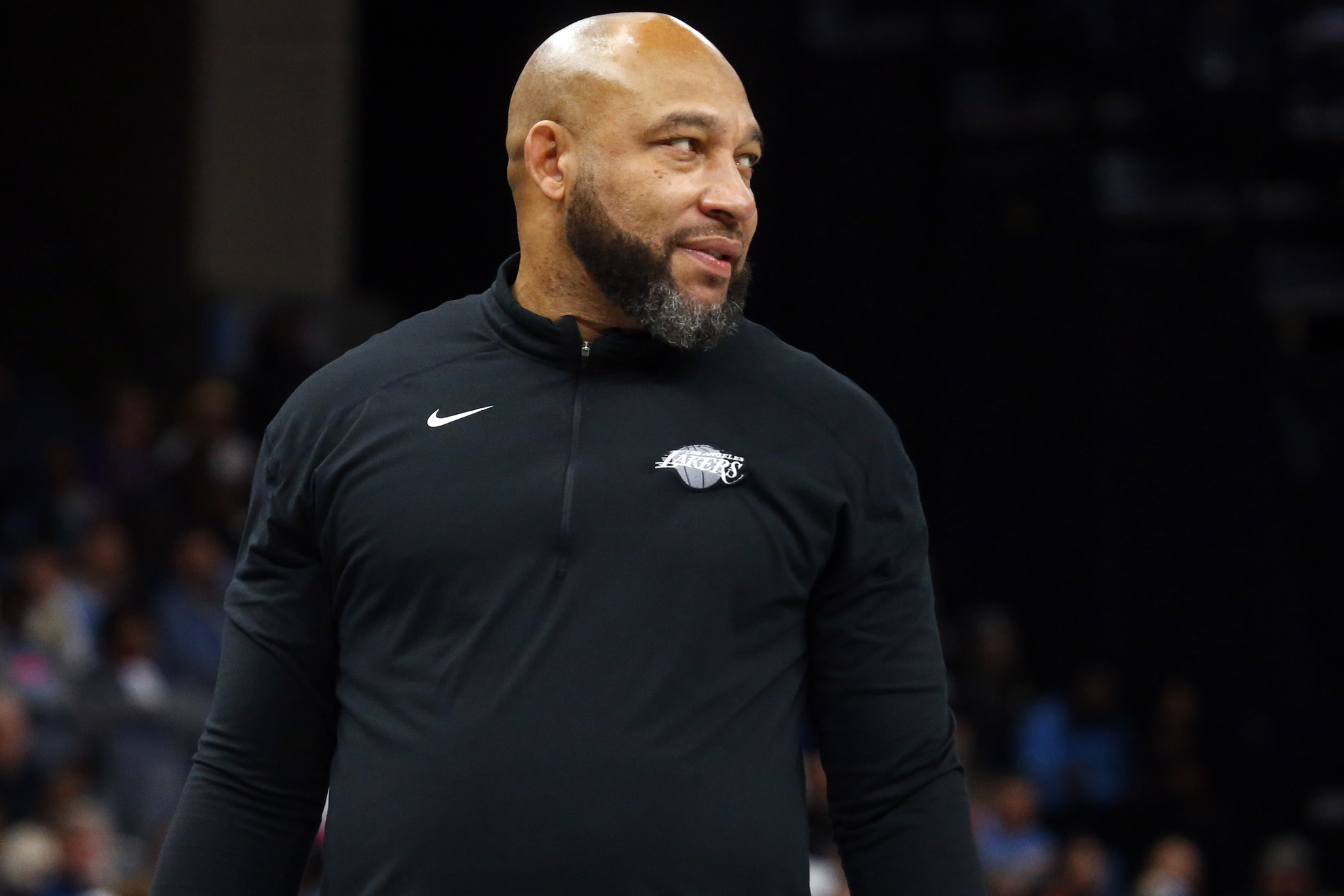 Mar 27, 2024; Memphis, Tennessee, USA; Los Angeles Lakers head coach Darvin Ham watches during the second half against the Memphis Grizzlies at FedExForum. Mandatory Credit: Petre Thomas-USA TODAY Sports