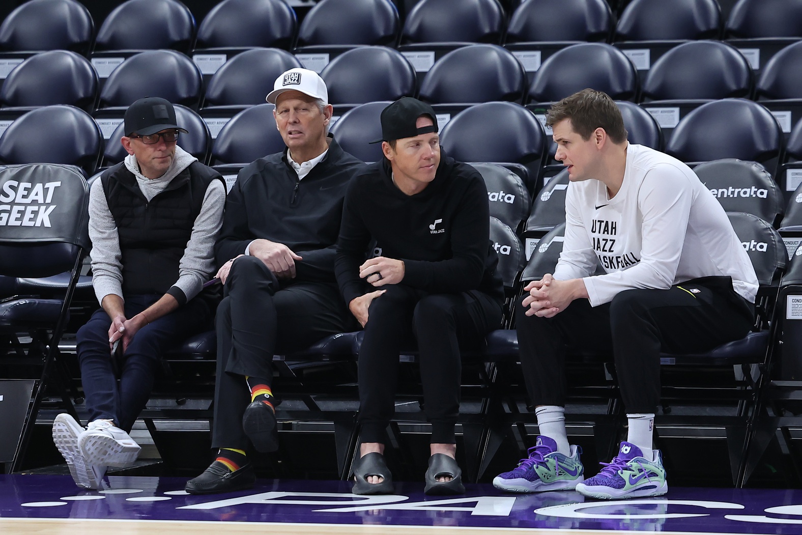 Justin Zanik, Danny Ainge, Will Hardy, and Ryan Smith of the Utah Jazz