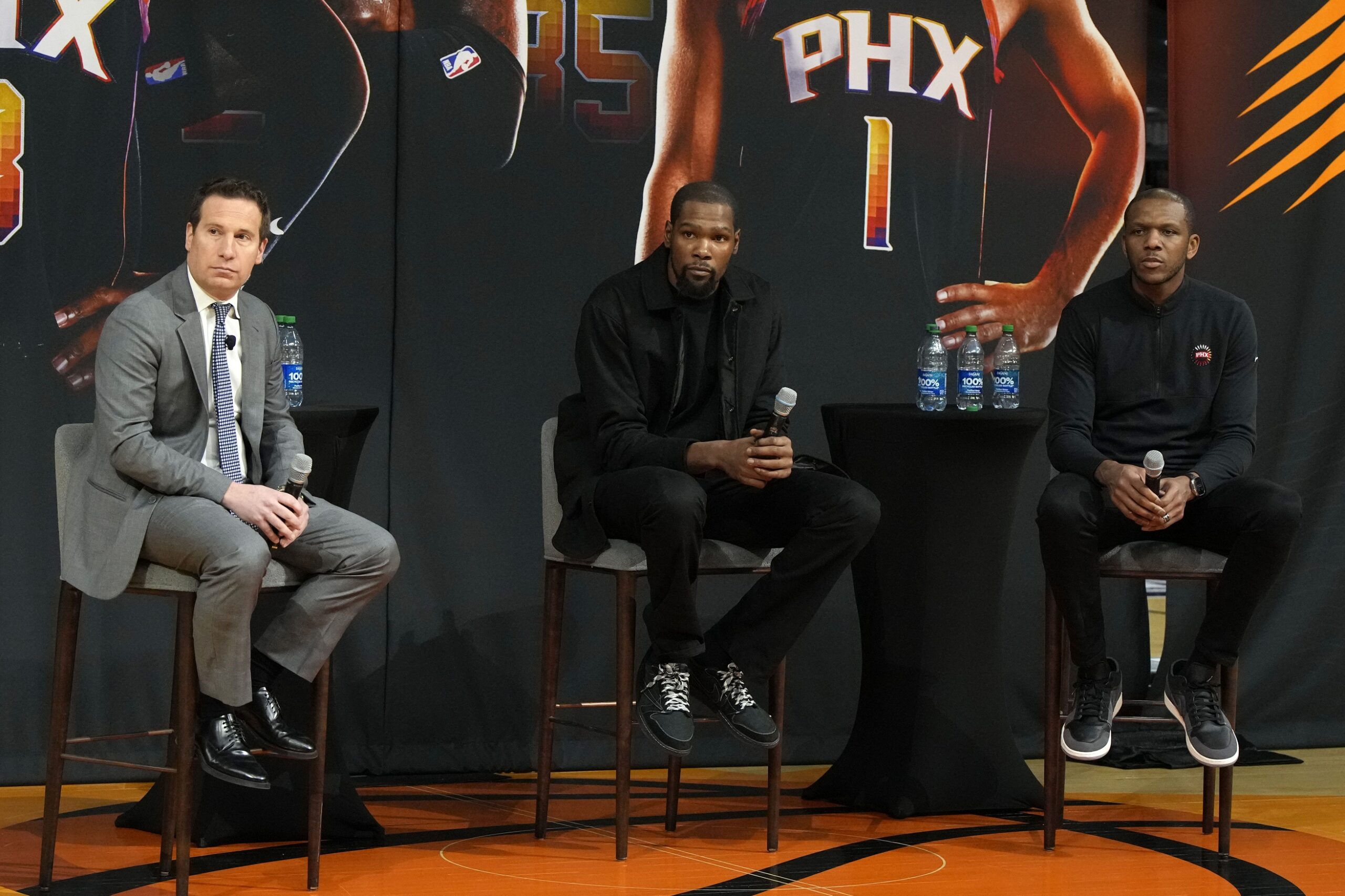 Phoenix Suns owner Mat Ishbia, general manager James Jones, and star Kevin Durant