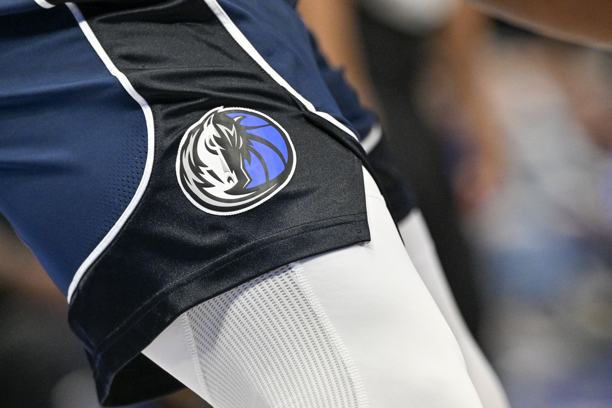 Jan 22, 2023; Dallas, Texas, USA; A view of the Dallas Mavericks logo during the game between the Dallas Mavericks and the LA Clippers at the American Airlines Center. Mandatory Credit: Jerome Miron-USA TODAY Sports