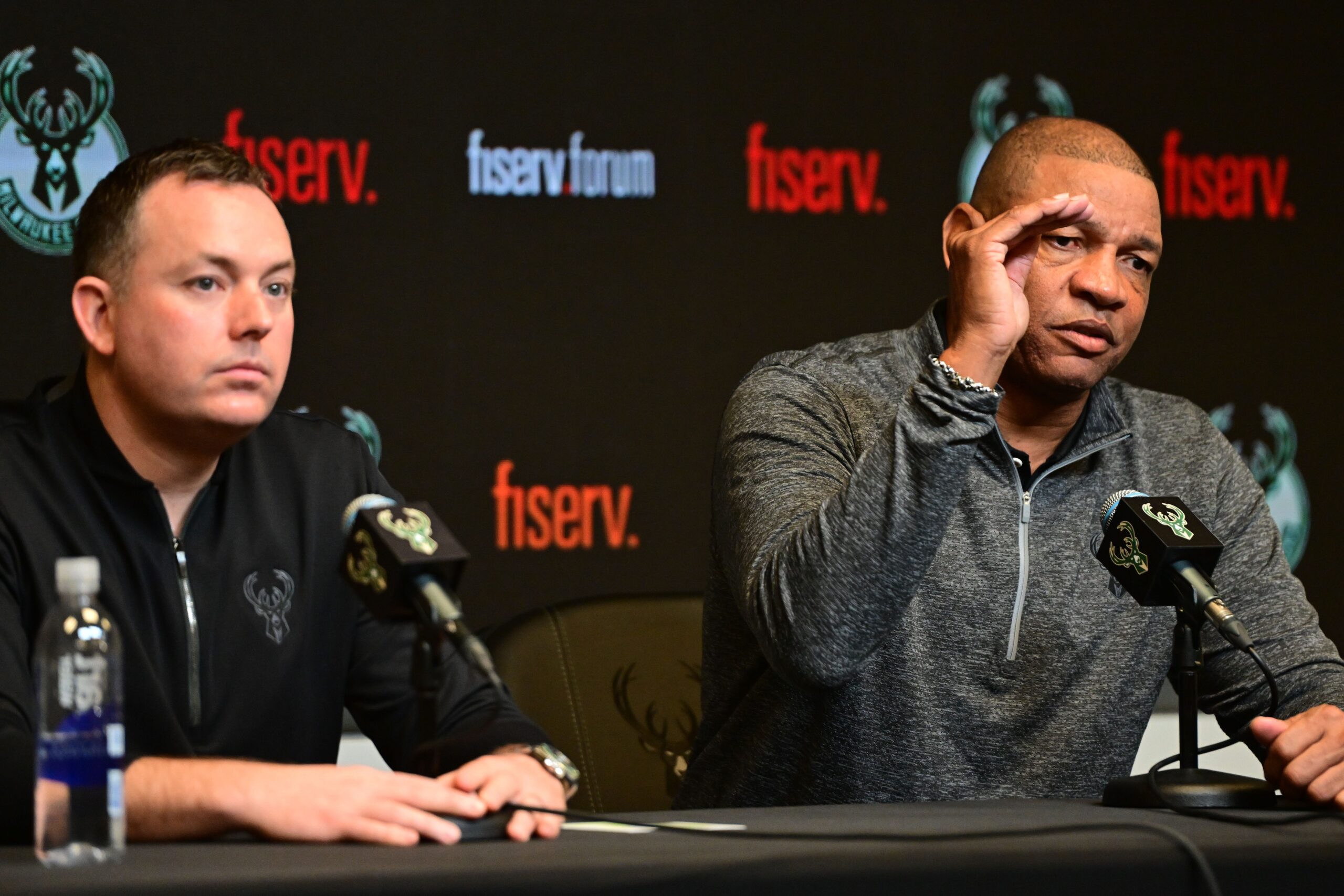 Milwaukee Bucks general manager Jon Horst and head coach Doc Rivers