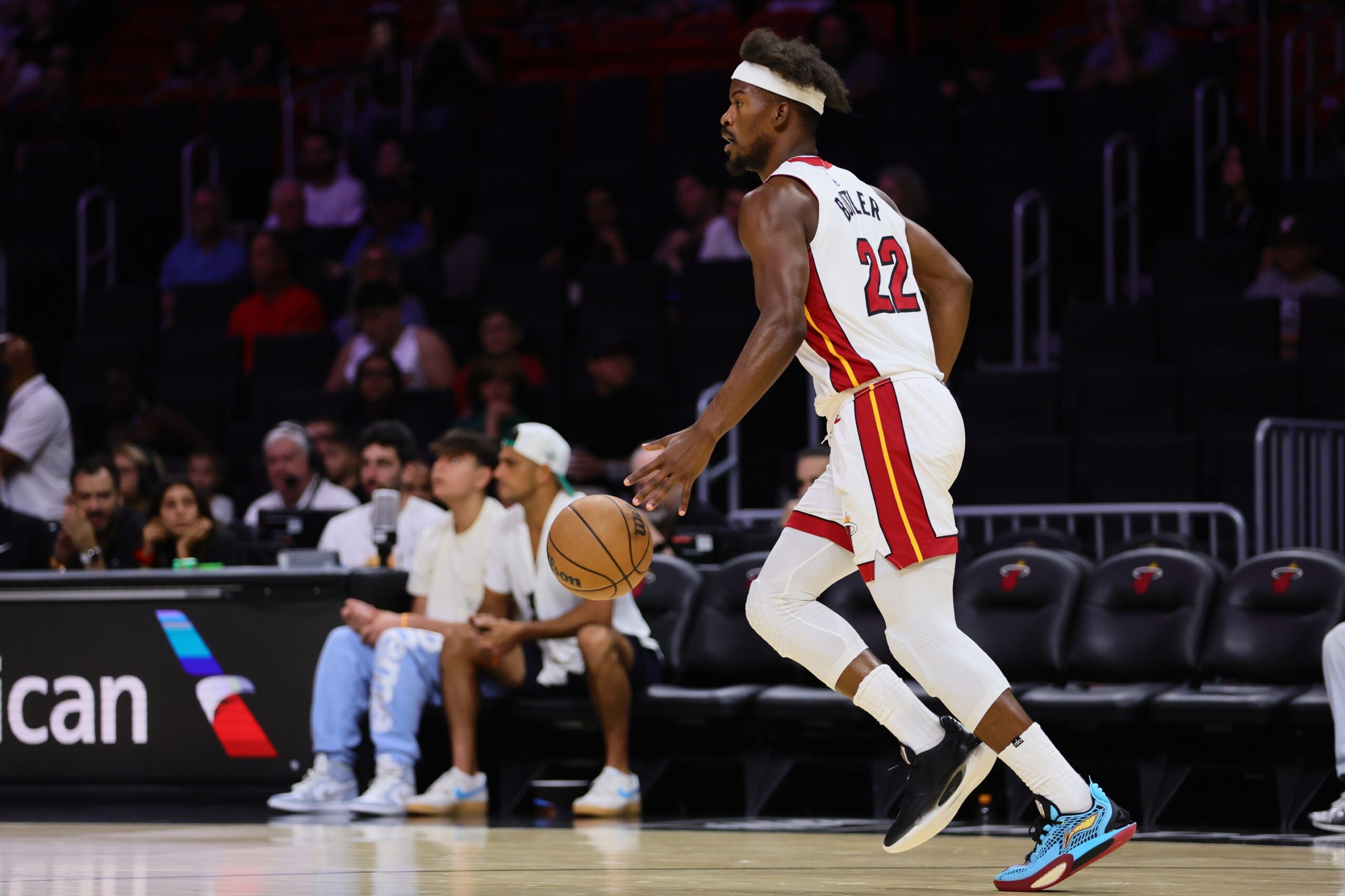 Miami Heat forward Jimmy Butler (22) dribbles the basketball