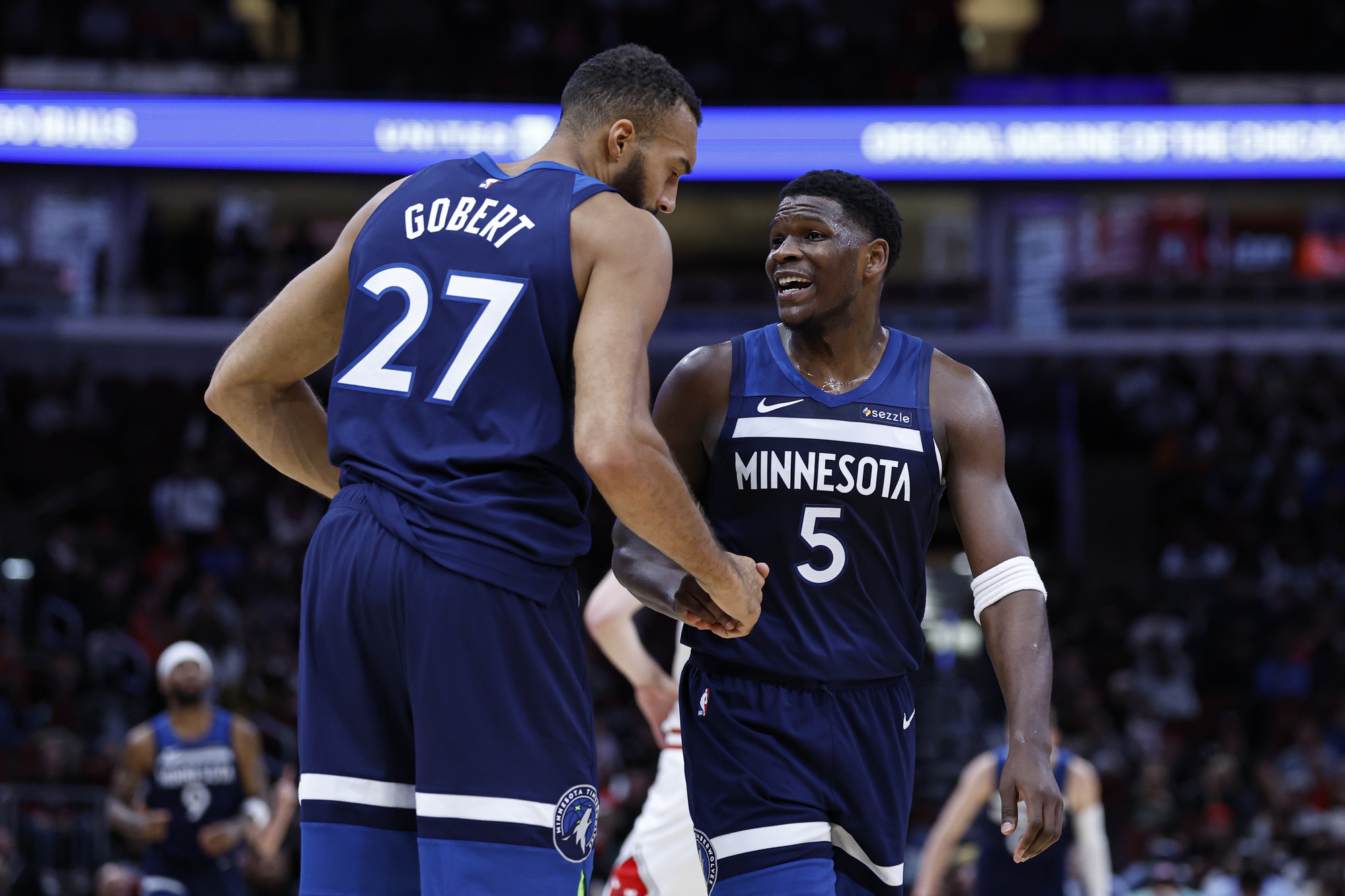 Minnesota Timberwolves center Rudy Gobert (27) reacts