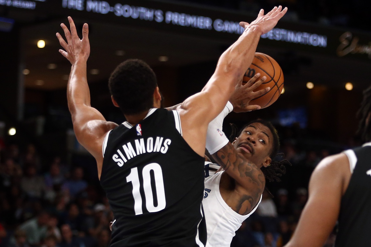 Brooklyn Nets star Ben Simmons guards Memphis Grizzlies star Ja Morant