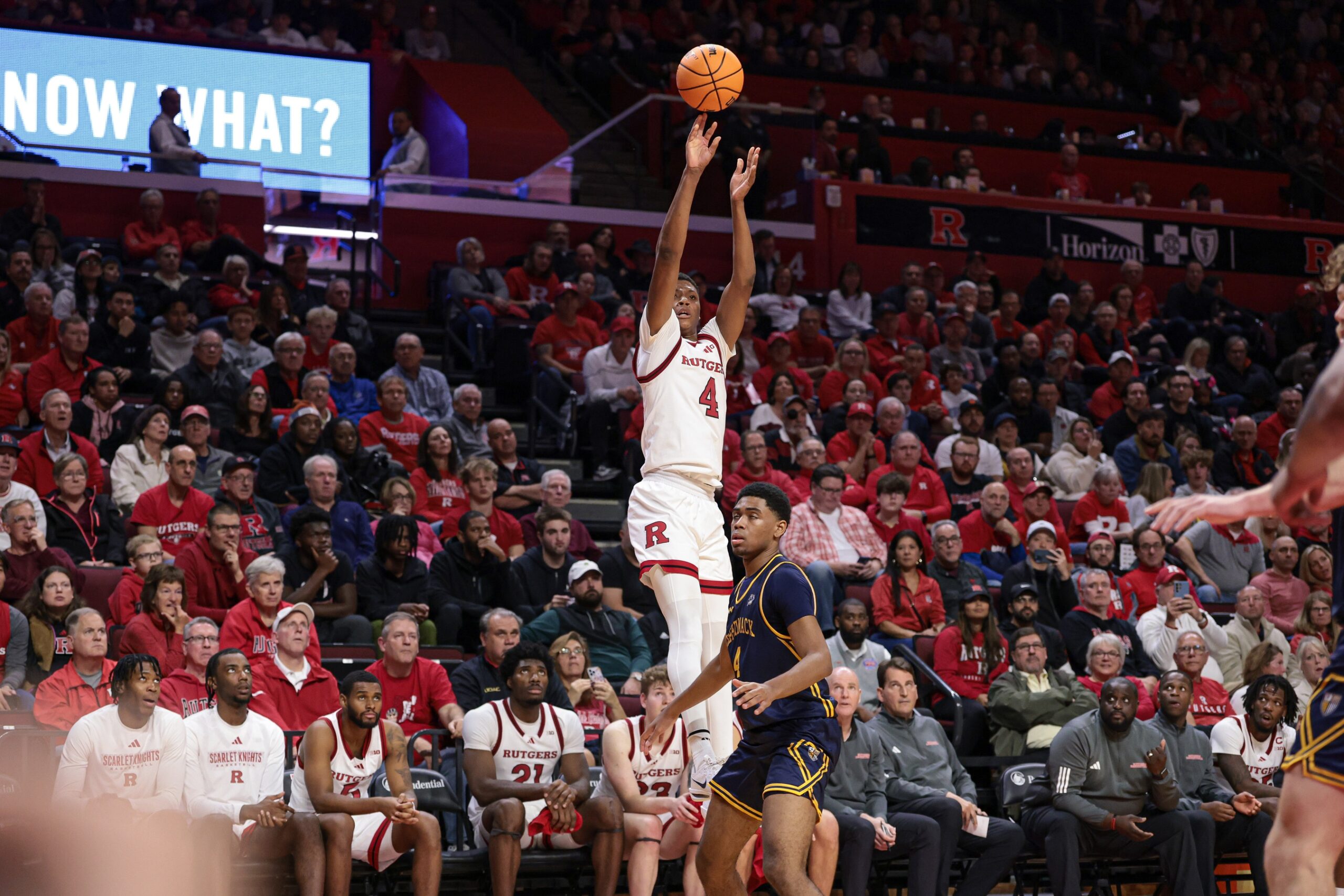 Rutgers Scarlet Knights forward Ace Bailey (4) shoots the ball