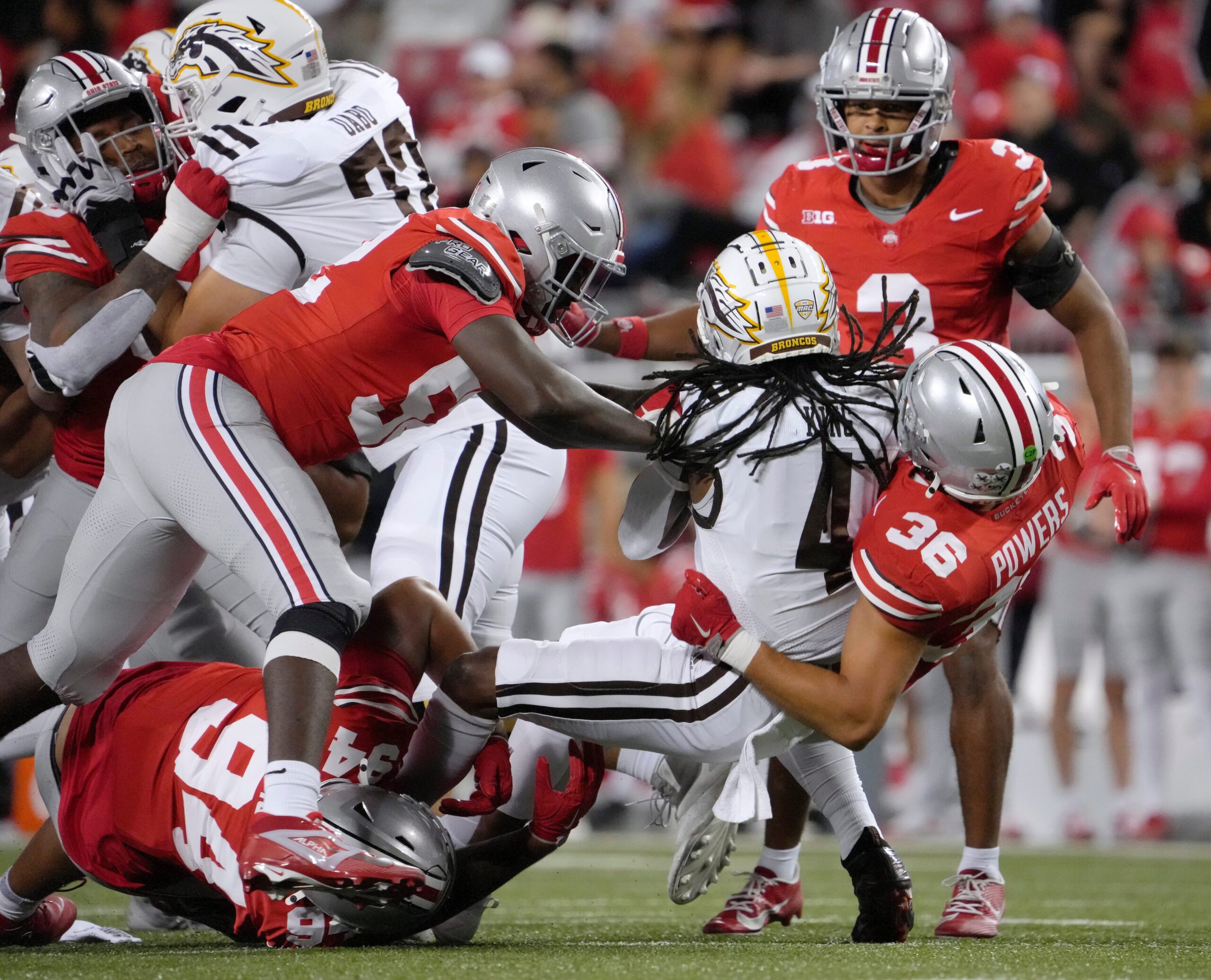 Buckeyes Buck and Blank Broncos, 56-0