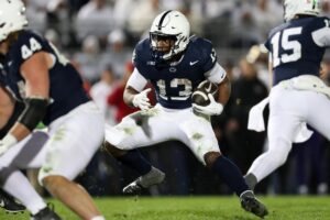 #4 Penn State (8-1) is jockeying for CFP position while taking on 1-8 Purdue this weekend. A running back and linebacker are in focus.