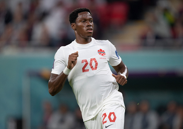 CanMNT Forward, Jonathan David Playing Against Belgium on November 23, 2022