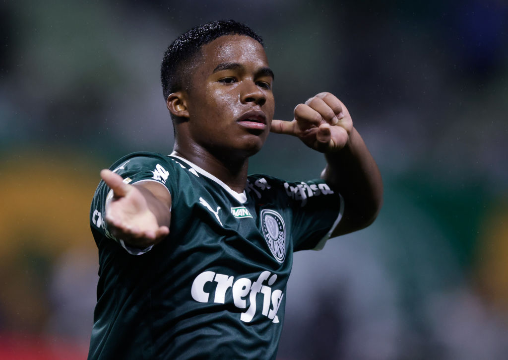 Wonderkid Endrick celebrating a goal for Palmeiras