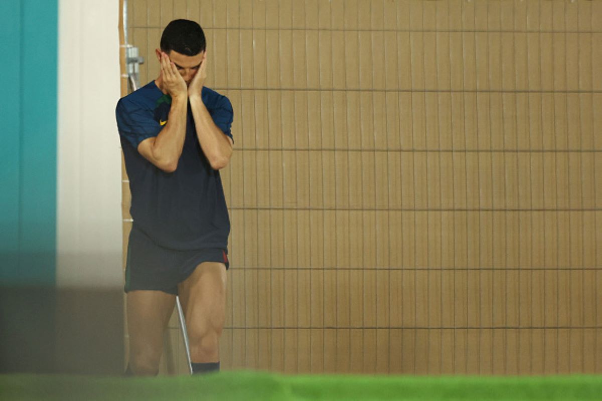 Cristiano Ronaldo pictured upset in training ahead of Portugal vs Switzerland