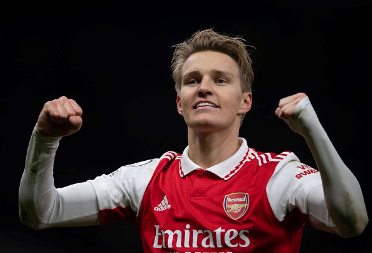 Arsenal's Martin Odegaard Celebrates Premier League Win Over Tottenham Hotpur on January 15, 2023