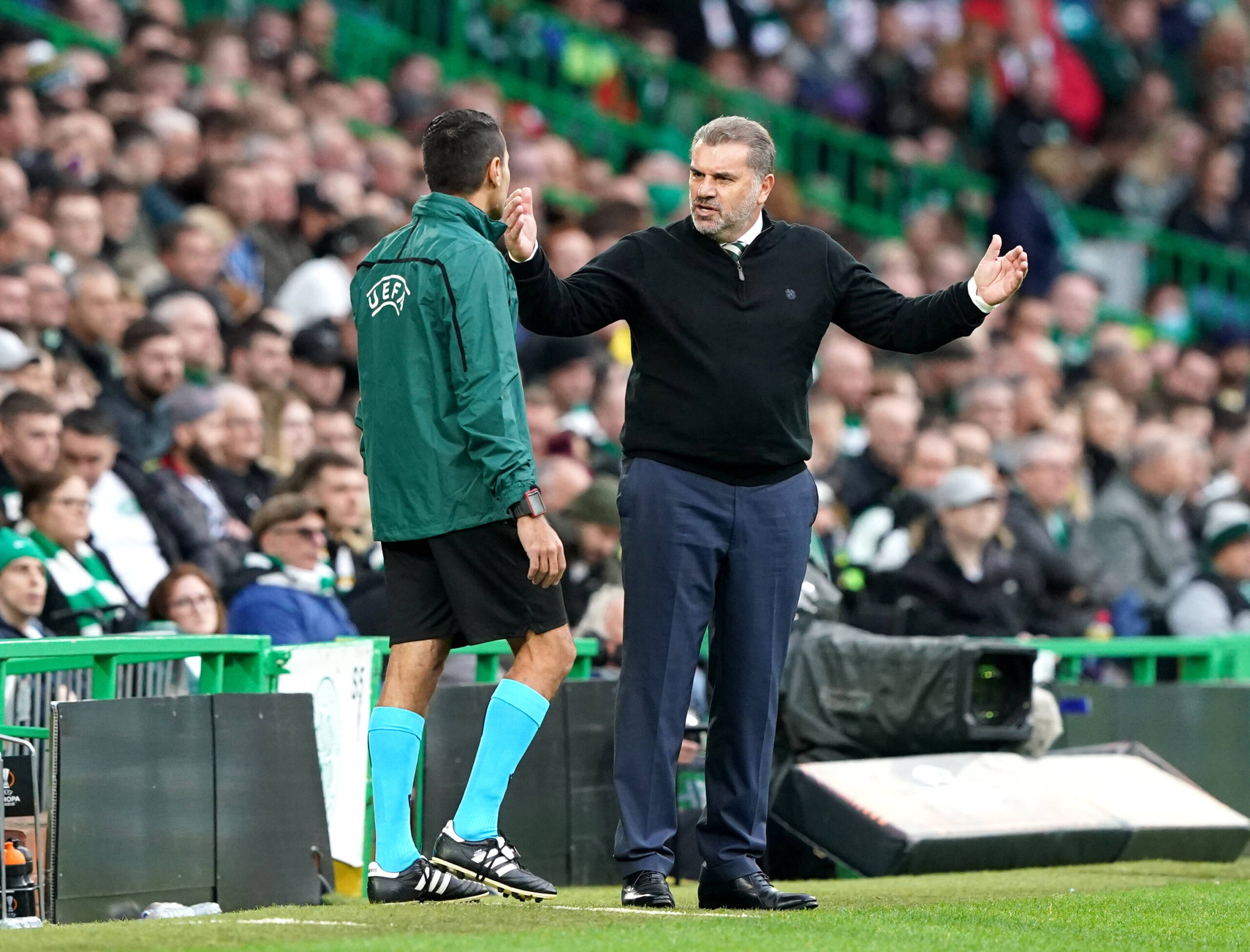 Ange Postecoglou on the sidelines for Celtic