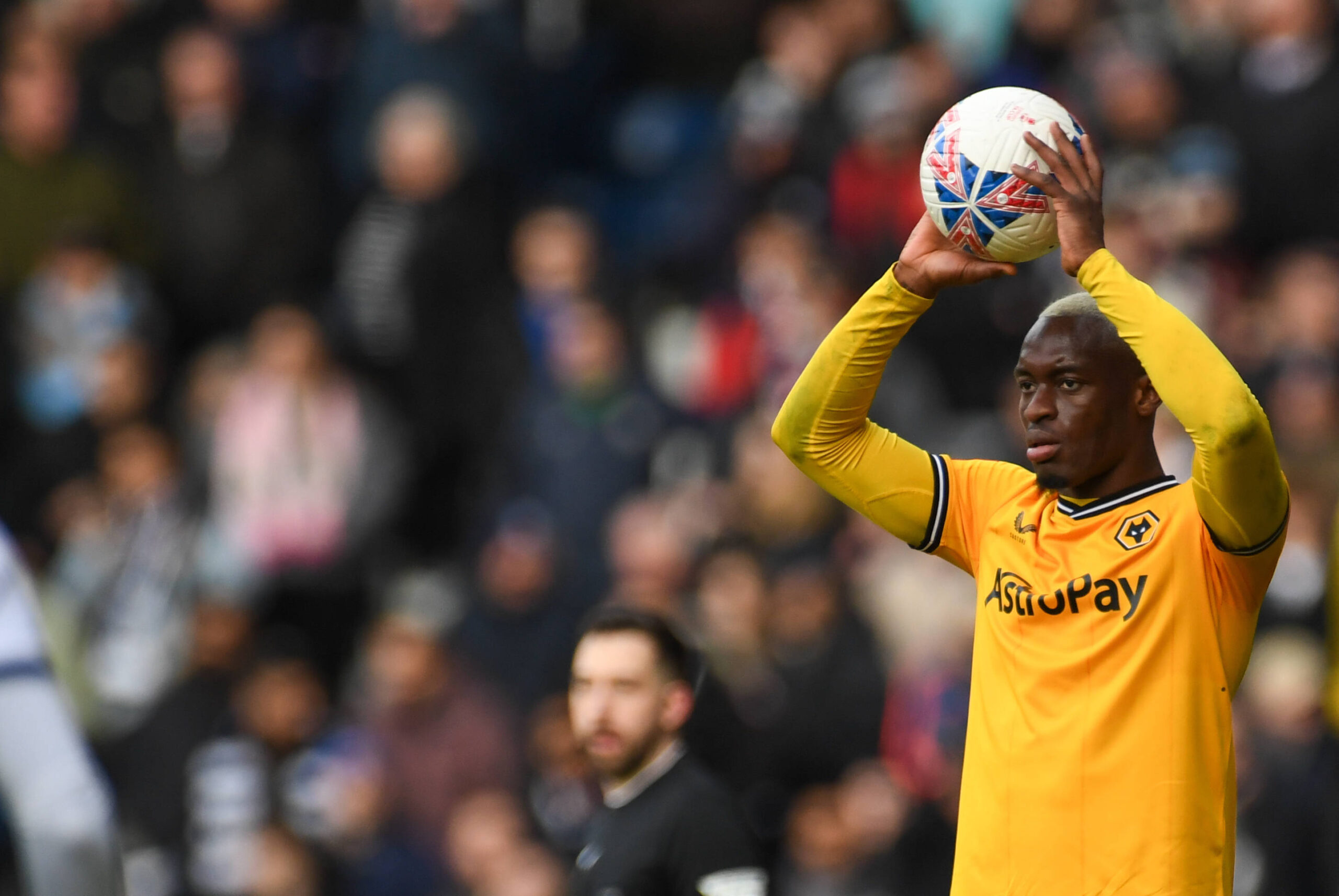 Wolves player takes a throw-in