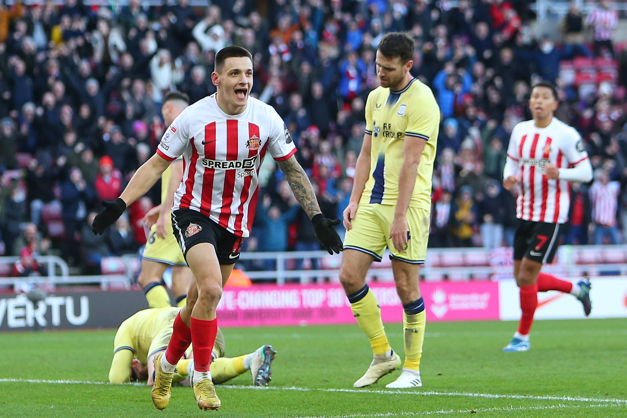 IMAGO Image ID: 1038497365 - Sunderland's Nazariy Rusyn scores against Preston North End