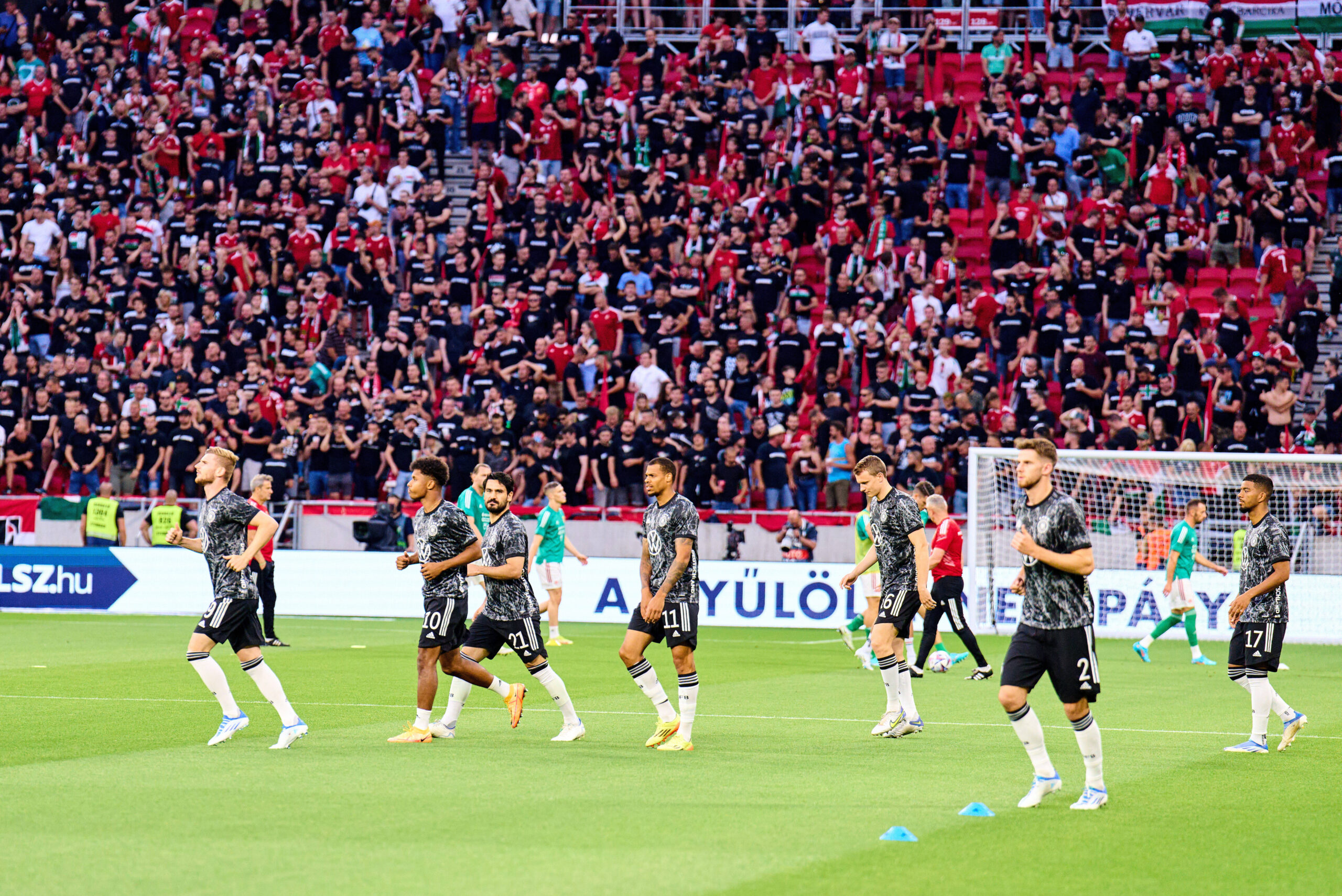 Germany players train before match