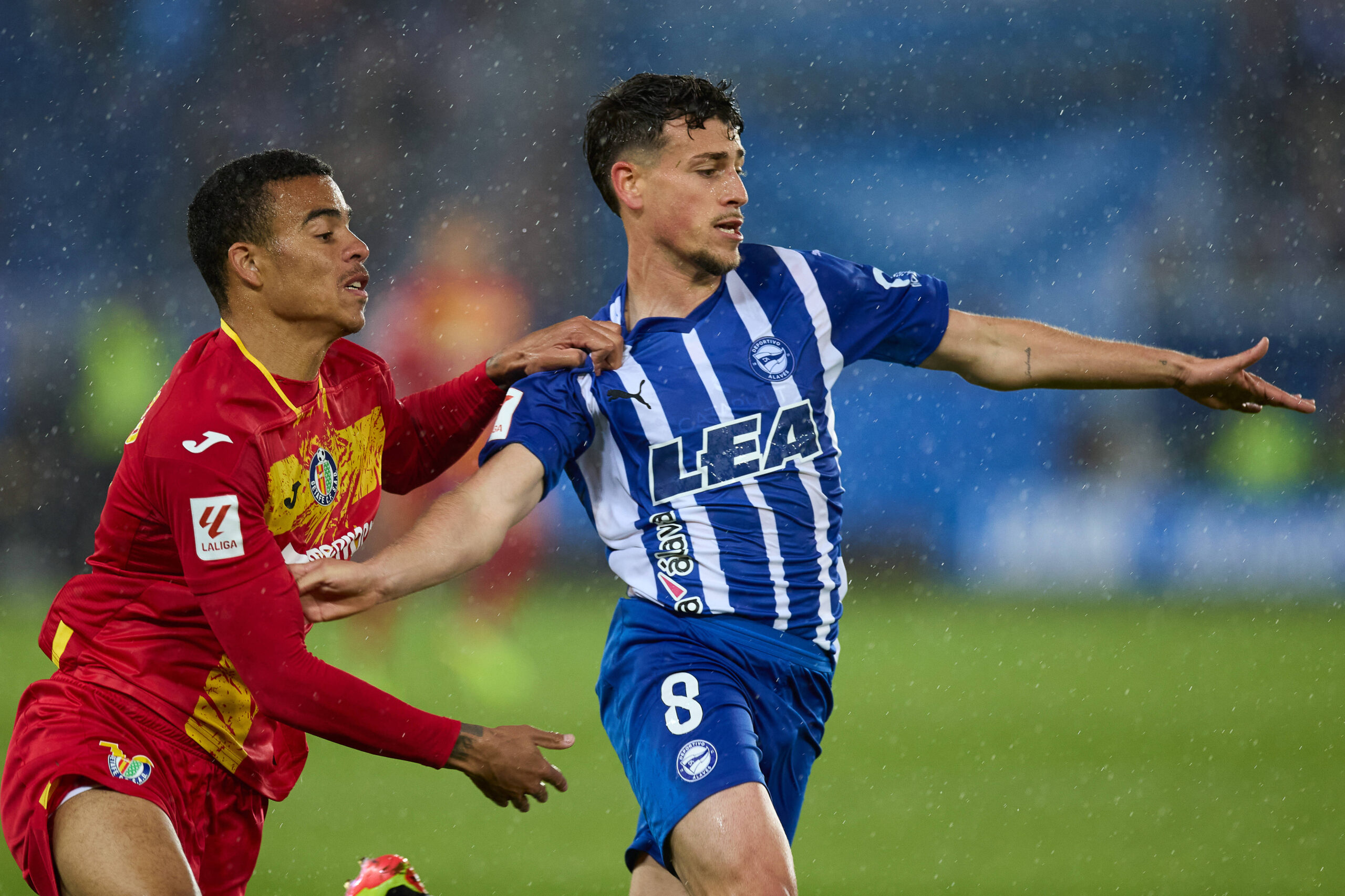 Mason Greenwood battles with Antonio Blanco