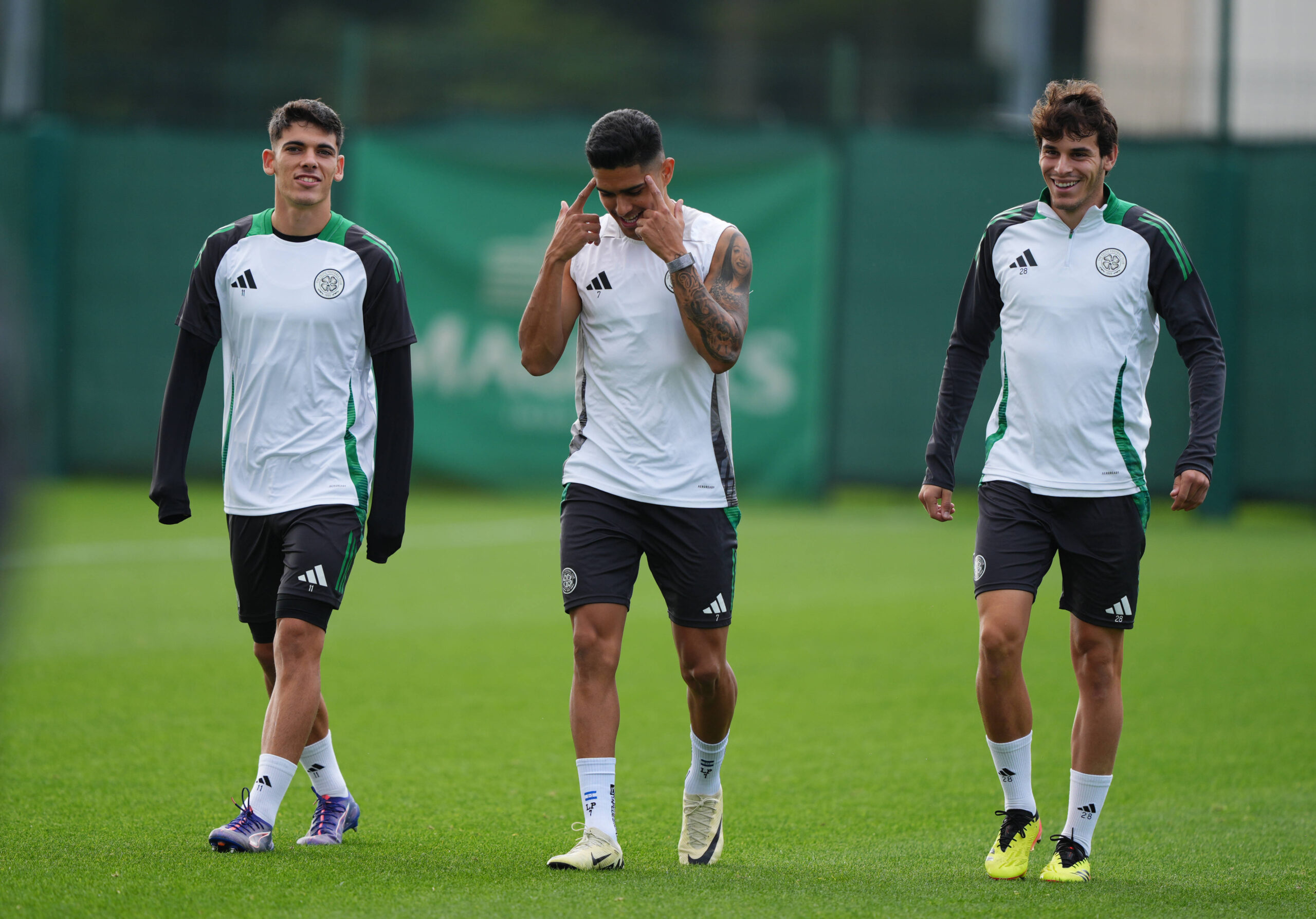 Alex Valle, Paulo Bernardo and Luis Palma pictured in Celtic training