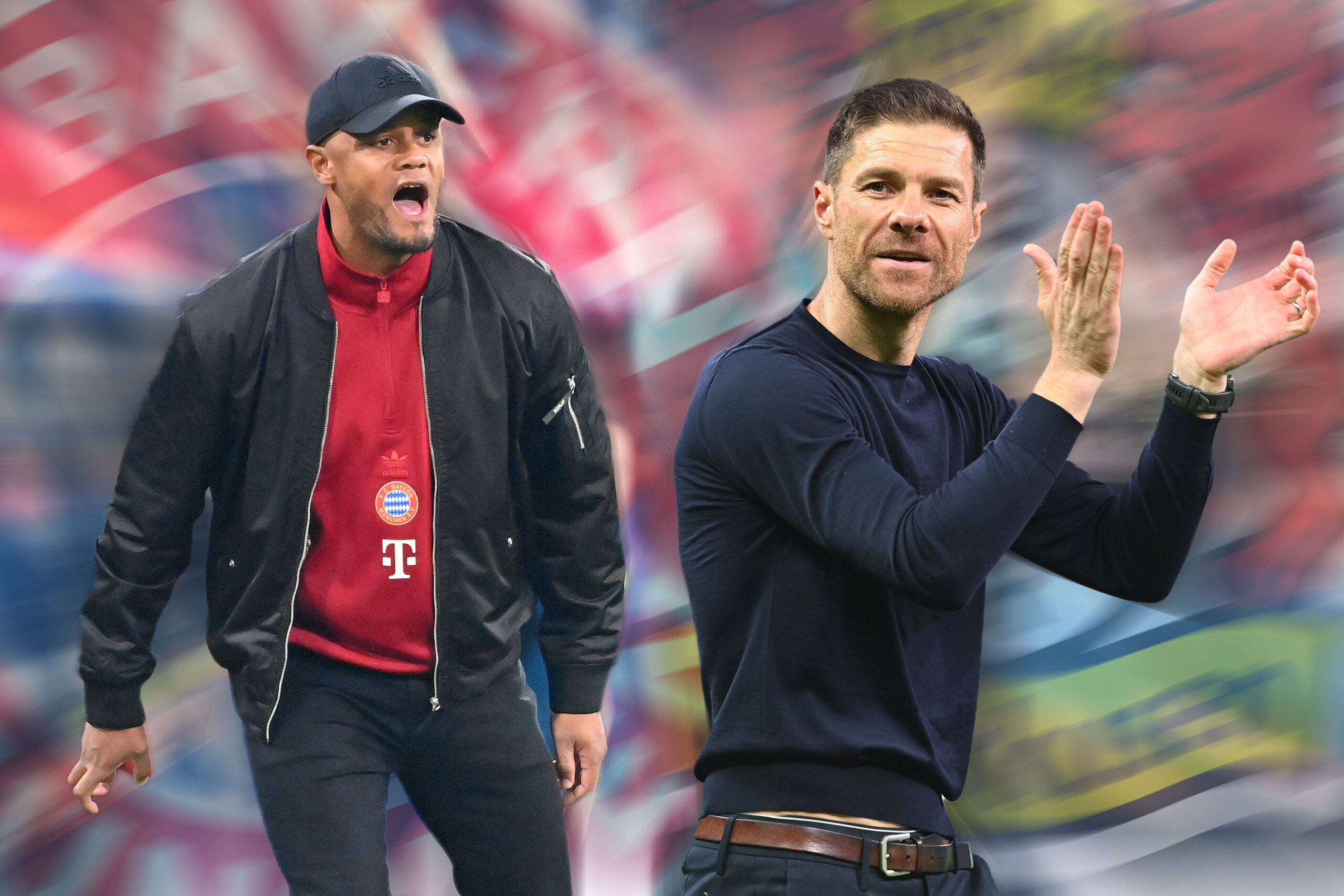 Image previewing Bayern Munich vs Bayer Leverkusen showing Xabi Alonso and Vincent Kompany