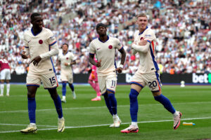 Chelsea attackers celebrate goal