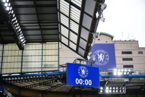 Image of an empty Stamford Bridge during pre-match training