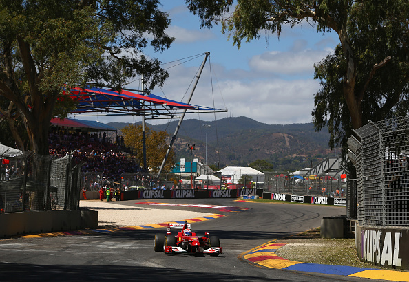 ADELAIDE, AUSTRALIA - MARCH 01: Jean-Eric Vergne drives the 2009 Ferrari F60 Formula One car ahead of race three for the V8 Supercars Clipsal 500 at Adelaide Street Circuit on March 1, 2015 in Adelaide, Australia. (Photo by Robert Cianflone/Getty Images)