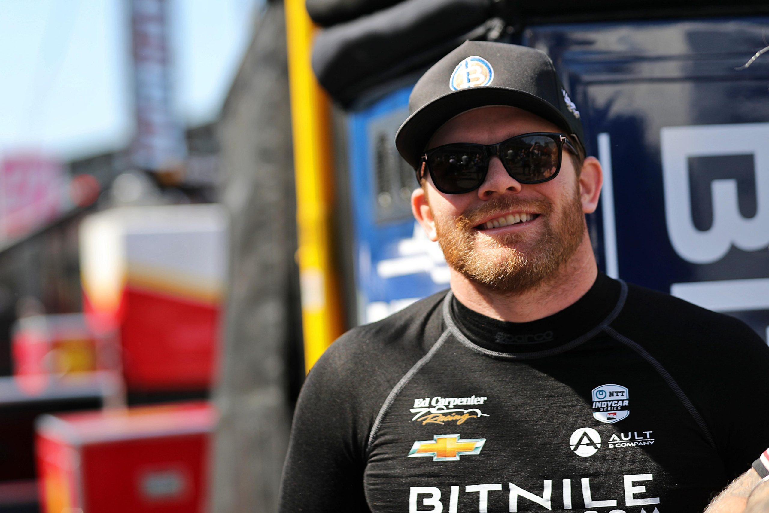 Conor Daly in the pits during Carb Day at Indianapolis Motor Speedway. (Paul Hurley/Penske Entertainment)