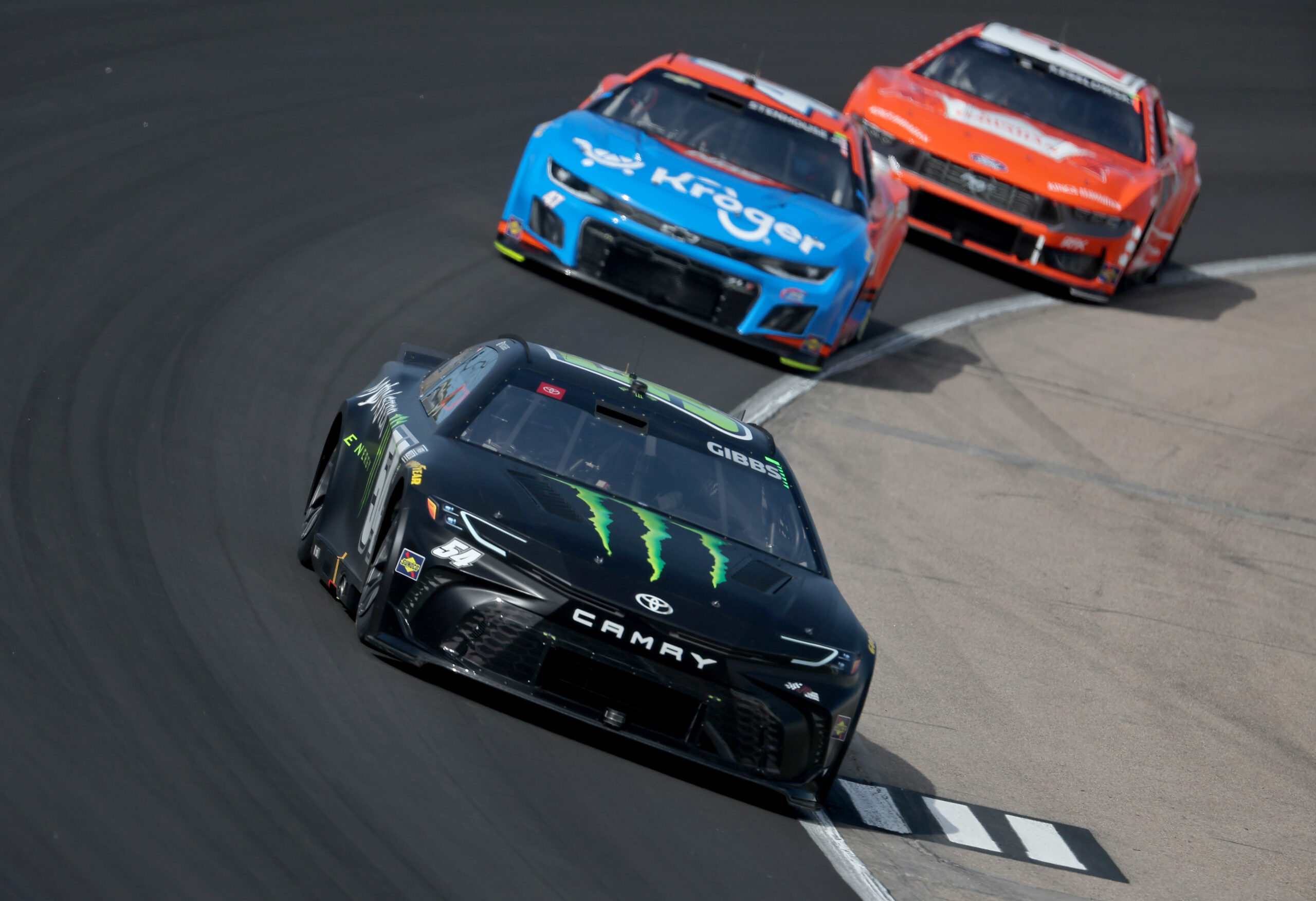 Ty Gibbs, driver of the #54 Monster Energy Toyota, drives during practice for the NASCAR Cup Series Iowa Corn 350 at Iowa Speedway on June 14, 2024 in Newton, Iowa. (Photo by Jonathan Bachman/Getty Images)