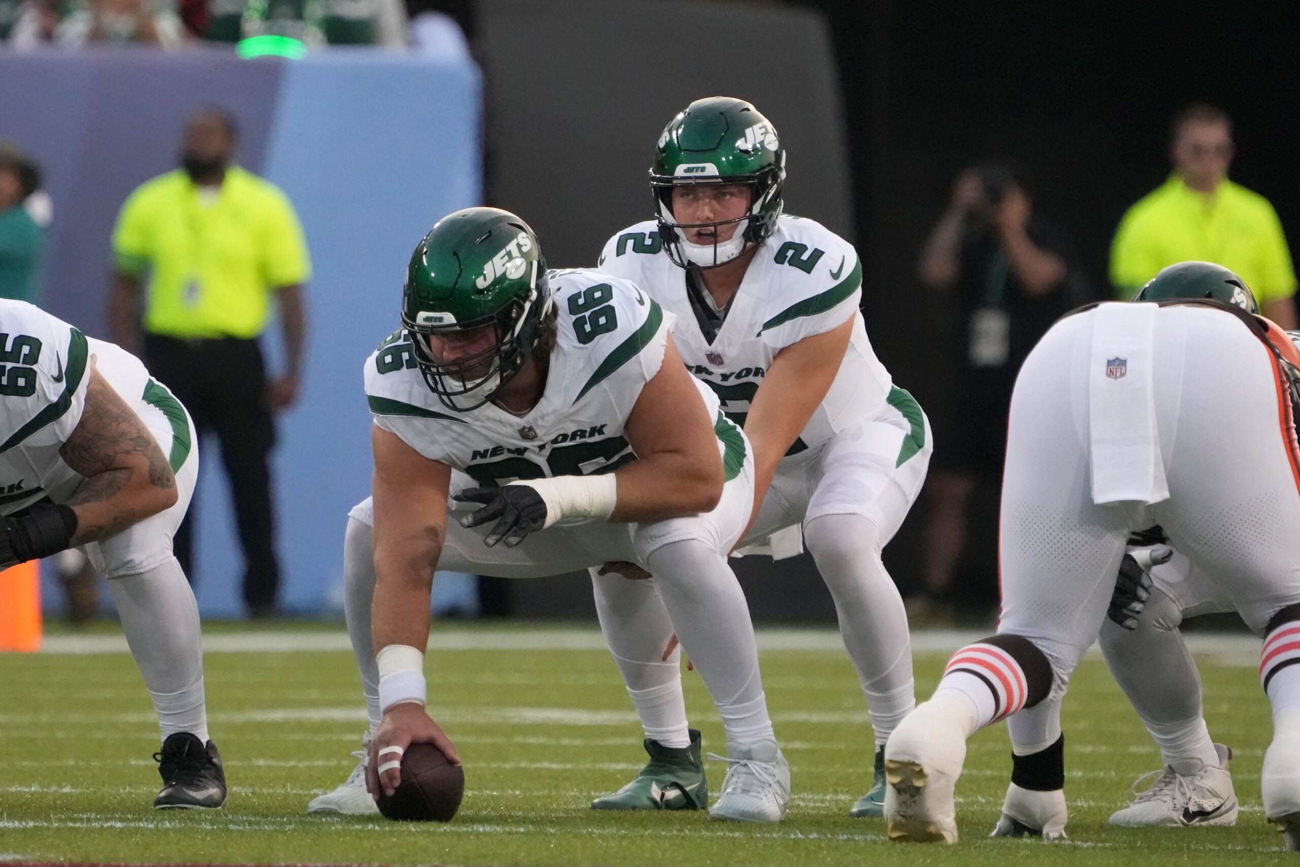 New York Jets Rookie Joe Tippmann and quarterback Zach Wilson