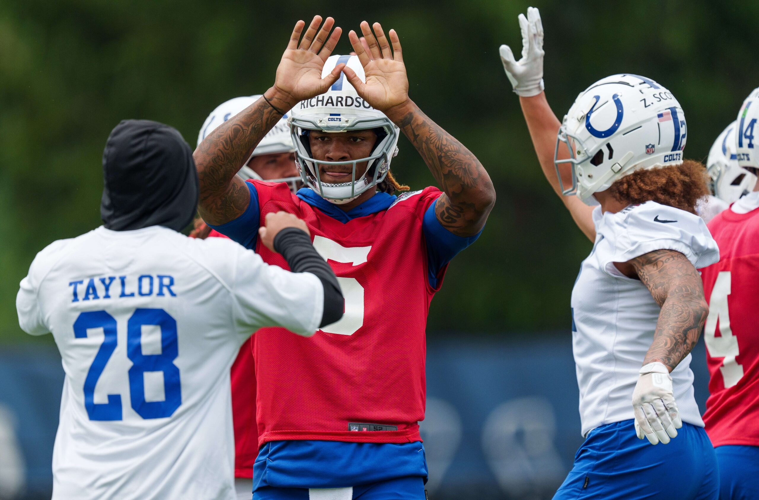 Anthony Richardson and Jonathan Taylor of the Indianapolis Colts