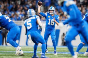 Detroit Lions quarterback Jared Goff & running back David Montgomery