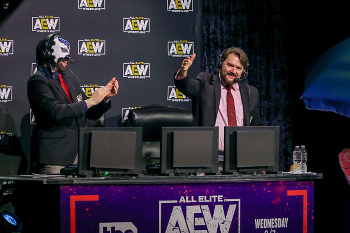 AEW Dark Elevation - Photo of Tony Schavone and Excalibur on commentary