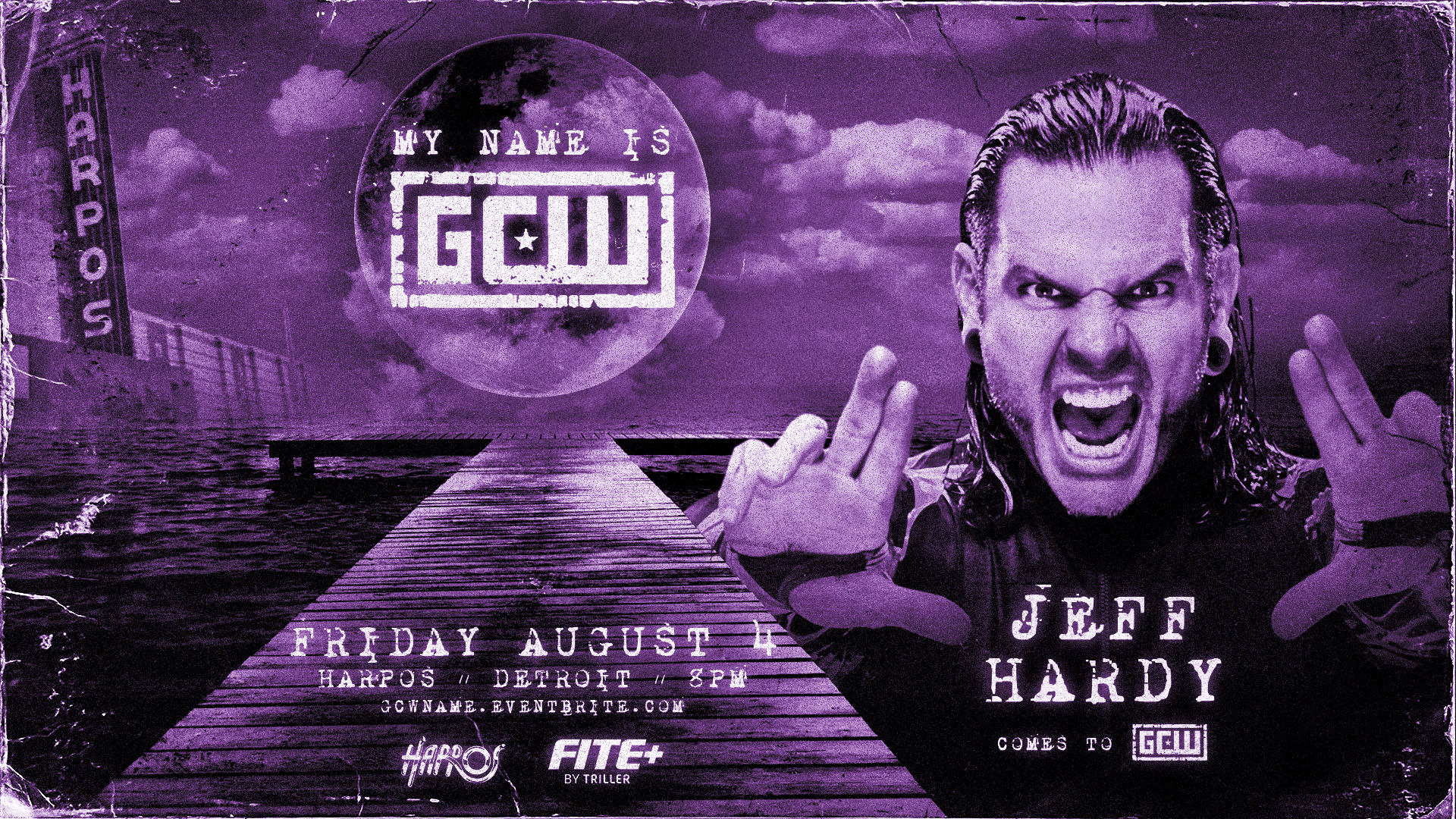 A graphic for the GCW My Name is event.