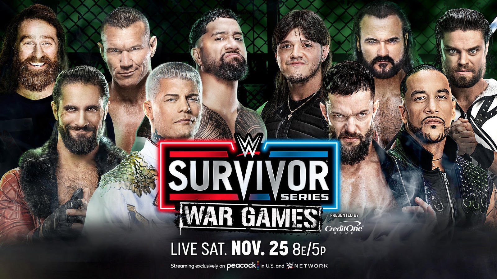 Men's WarGames match at WWE Survivor Series 2023 match graphic.