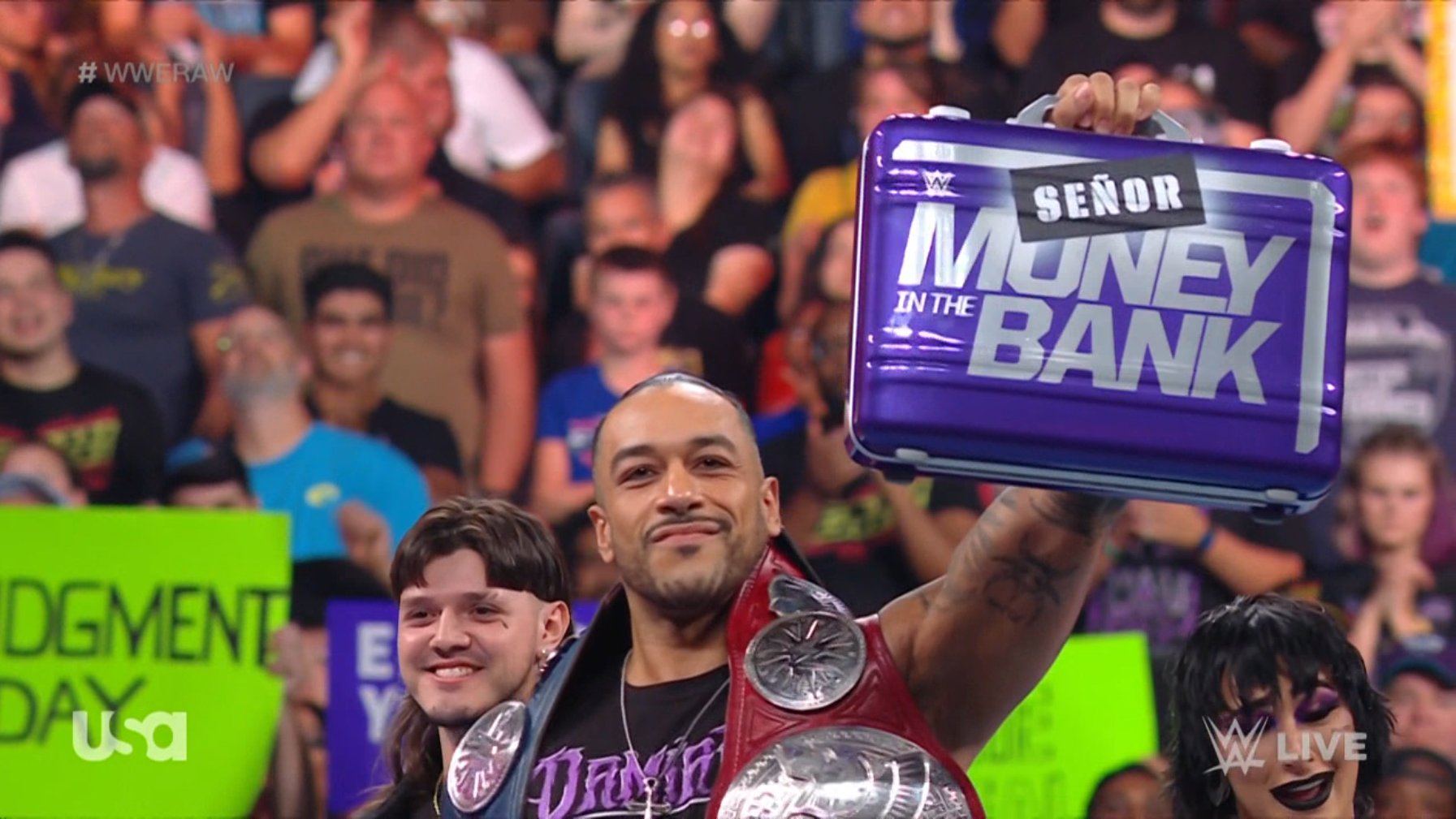 A photo of WWE Money in the Bank (MITB) winner Damian Priest on WWE Monday Night Raw.