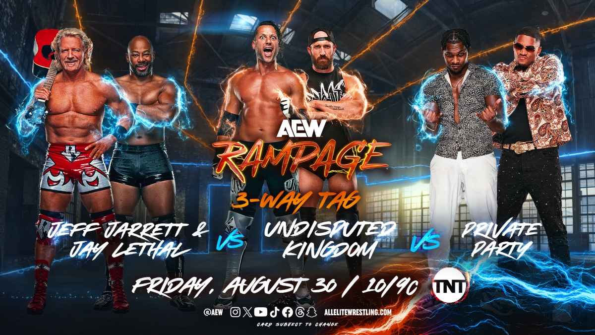 AEW Rampage spoilers - match graphic for three-way tag