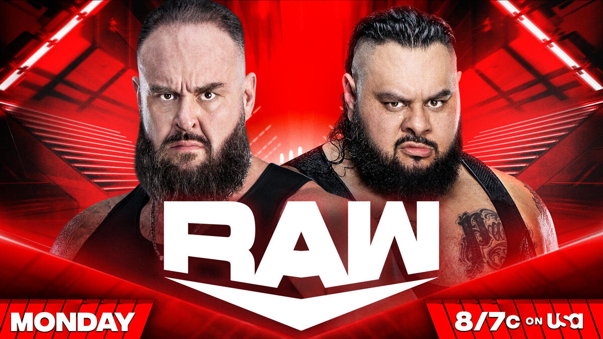 A match graphic for WWE Raw featuring Bronson Reed and Braun Strowman for their "Last Monster Standing" Match.