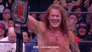 A photo of Chris Jericho as ROH World Champion on AEW programming.