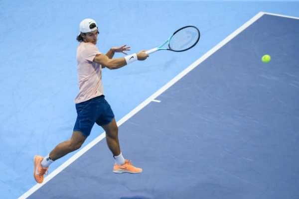 Lorenzo Musetti in action at the Next Gen ATP Finals.