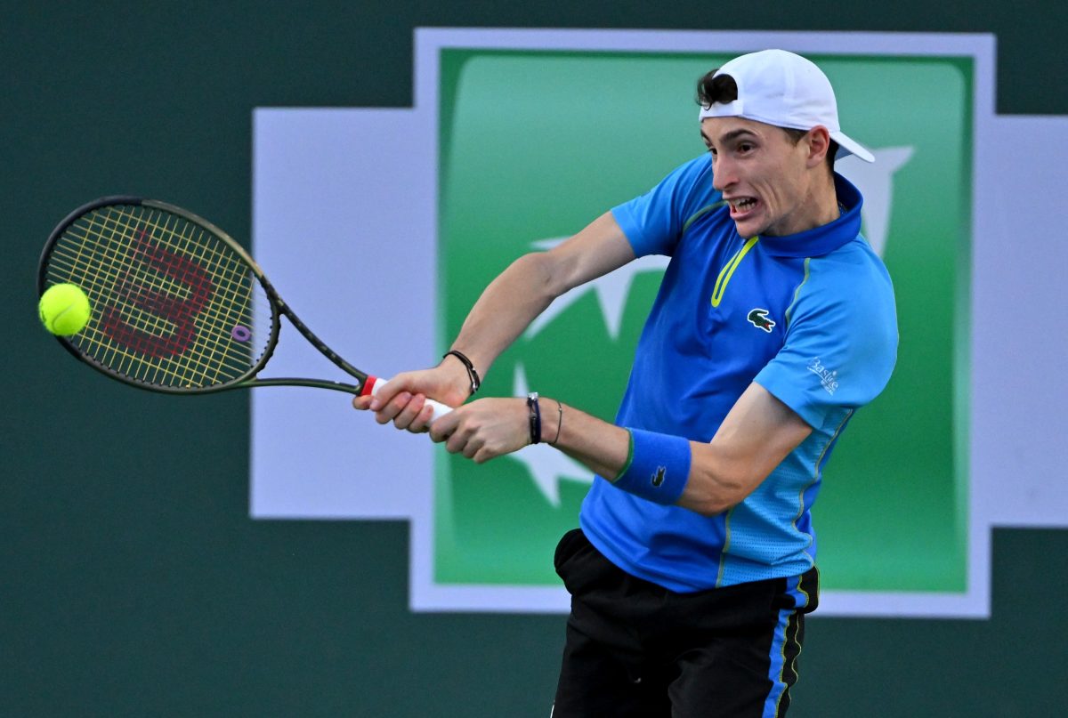 Ugo Humbert in action ahead of the ATP Dubai Tennis Championships.