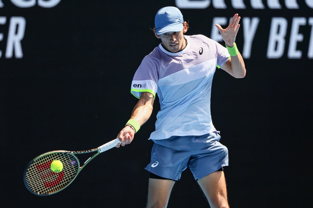 Alex De Minaur in action ahead of ATP Den Bosch Open.