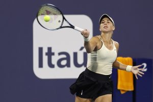 Belinda Bencic in action ahead of the WTA Charleston Open.