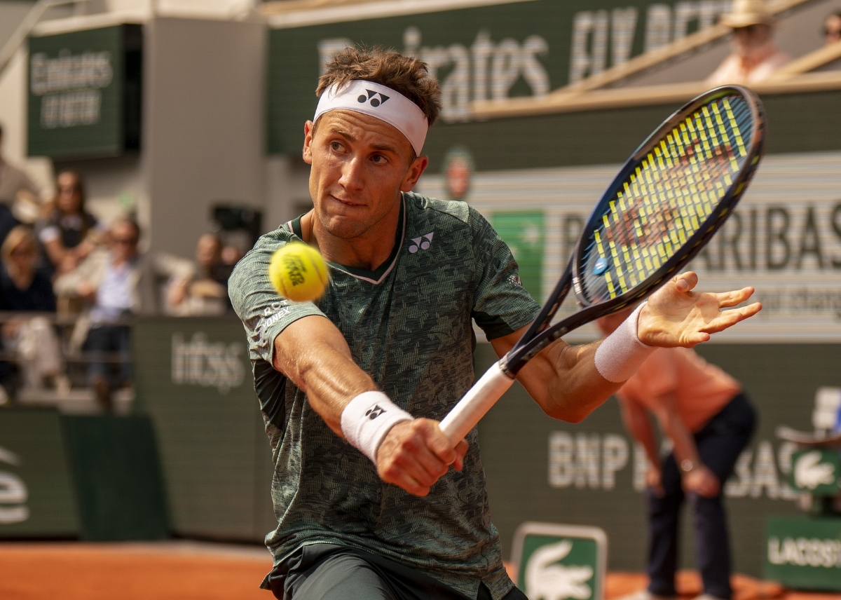 Casper Ruud in action at the French Open.