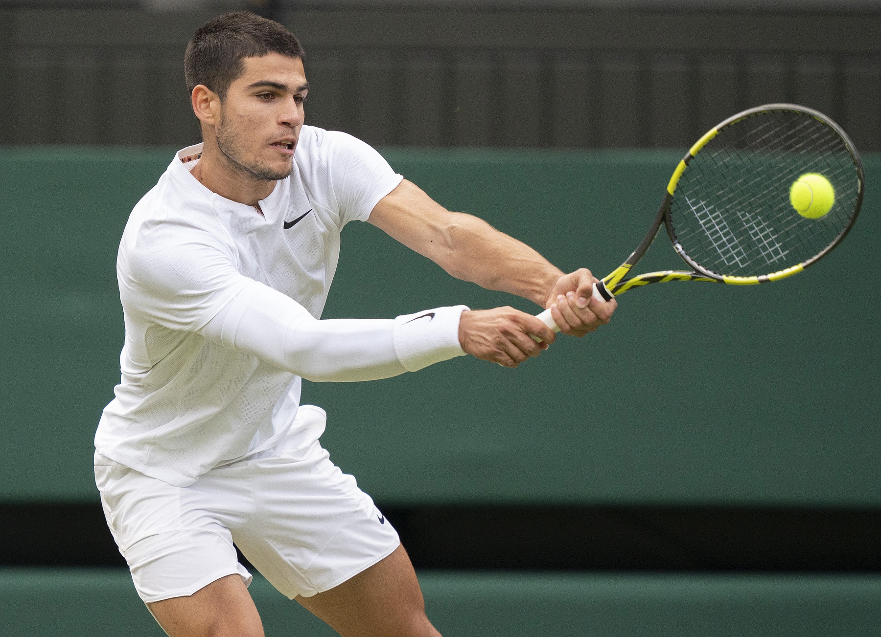 ATP Queen's Club finalist Carlos Alcaraz in action.