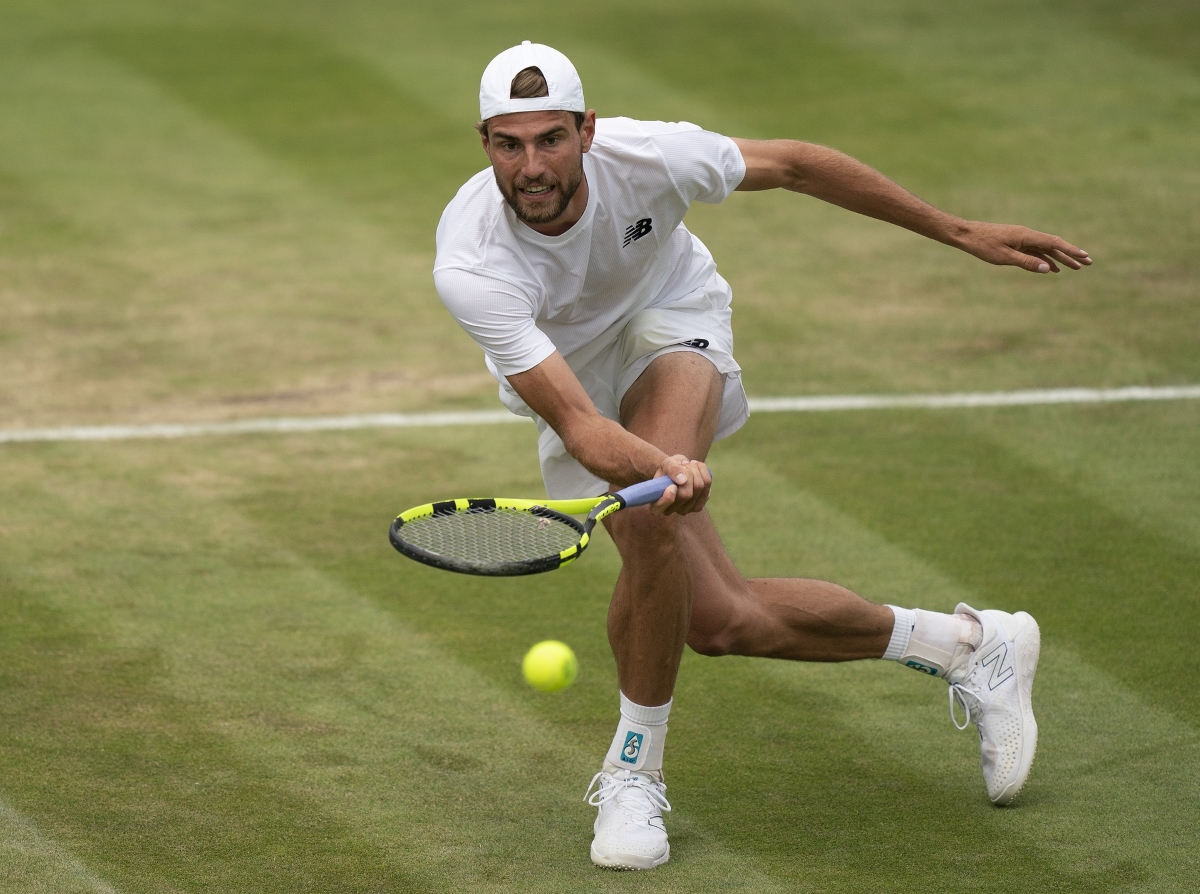 Maxime Cressy in action. He will play on day two at the ATP Queen's Club Championships.