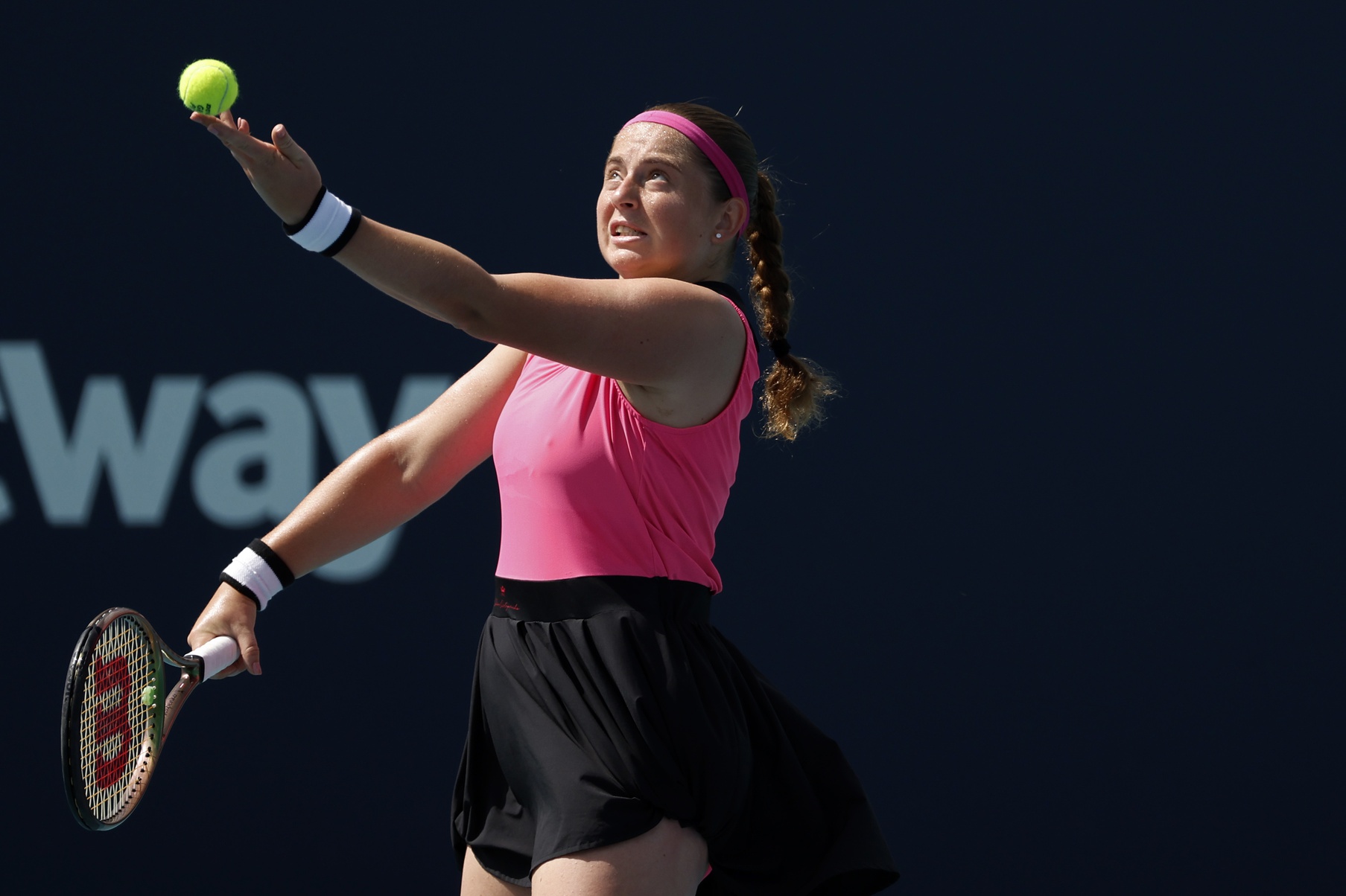 Jelena Ostapenko in action at the WTA Eastbourne International.