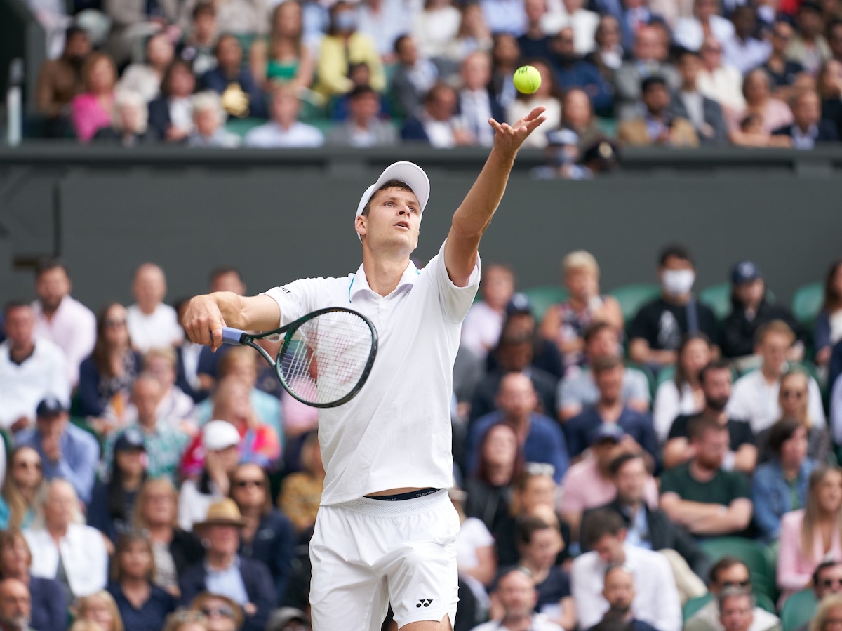 Hubert Hurkacz in action at Wimbledon.